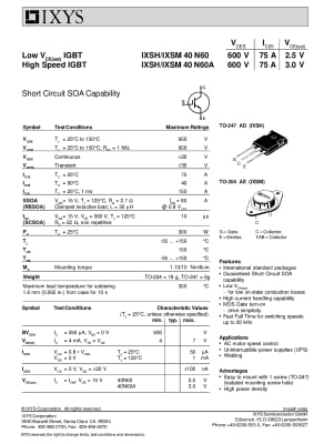 IGBT IXSH40N60B TO-247