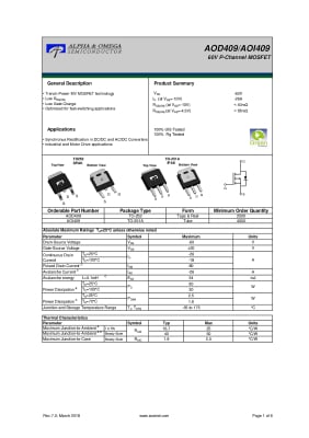 Χρησιμοποιείται AOD409 TO-252DPAK