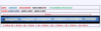 Οπίσθιος φωτισμός LED V5DU-480DCB-R1 LED90