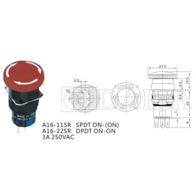 ΚΟΥΜΠΙ A1611SR Διακόπτης ON-(ON).