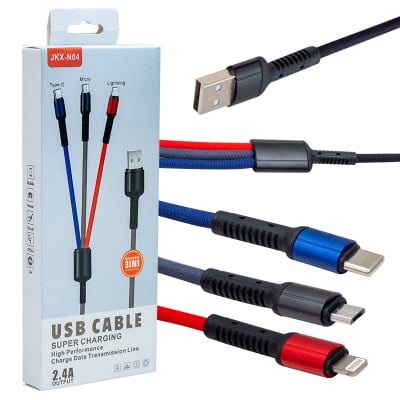ΚΑΛΩΔΙΟ JKX-44 2.4A USB-Micro+τύπου C+Iphone