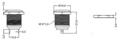 Button MPB16-R2P-FN-B7 16mm