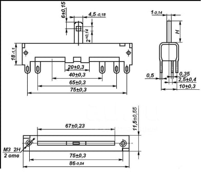 Ποτενσιόμετρο SLIDE 1x22K log