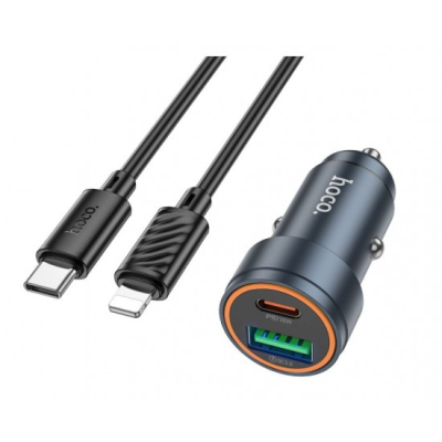 Φορτιστής αυτοκινήτου USB+USB-C PD30W + QC3.0 30W - Τύπου-C σε Lightning