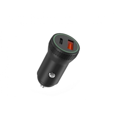 Διπλός φορτιστής αυτοκινήτου Hoco Type C + USB QC3.0 με παροχή ρεύματος 18W