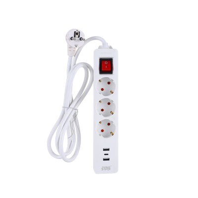 3-ka ST-4047 2-USB-A+1 USB-C 2000W 3m