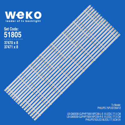 Οπίσθιος φωτισμός LED LB-GM3030-GJPHP758X16PC09 σετ 16