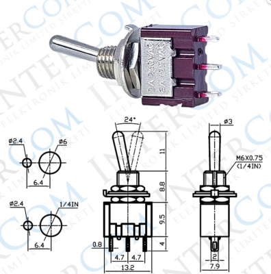 Kluch CK MTS-102 ON/OFF 3P ΚΟΚΚΙΝΟ