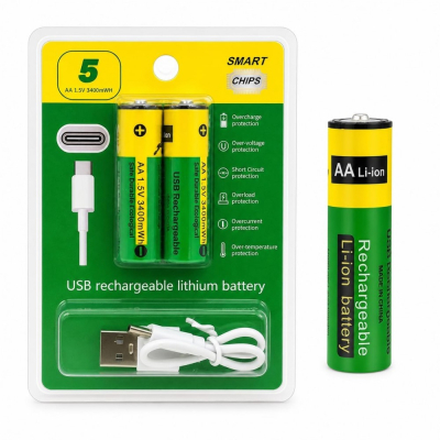 Батерия BP 1,5V AA 3400mWh επαναφορτιζόμενη μπαταρία λιθίου TYPE-C
