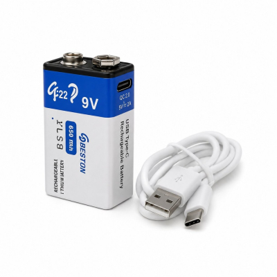 Μπαταρία λιθίου BP 9V 1000mАh επαναφορτιζόμενη TYPE-C