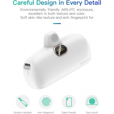Συμπαγής εξωτερική μπαταρία Powerbank PD20W LS-IP Lightning 5.000mAh - Λευκό