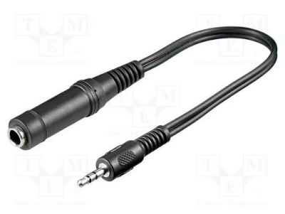 Кабел Cable; Jack 3.5mm 3pin plug,Jack 6,3mm socket; 0.2m; black