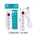 РАЗКЛОНИТЕЛ  ST-4048 с 4 гнездa 2000W 3М
